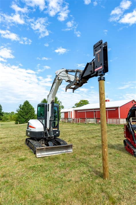 fence post driver for mini excavator|post driver attachment for excavator.